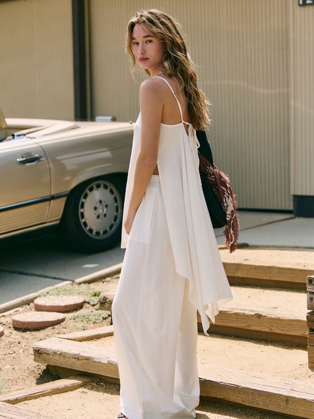 Free People White Backless Draped Maxi Dress